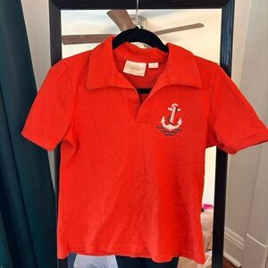 Anthropologie (Maeve by Anthropologie) Red Woman’s Polo with Anchor Design